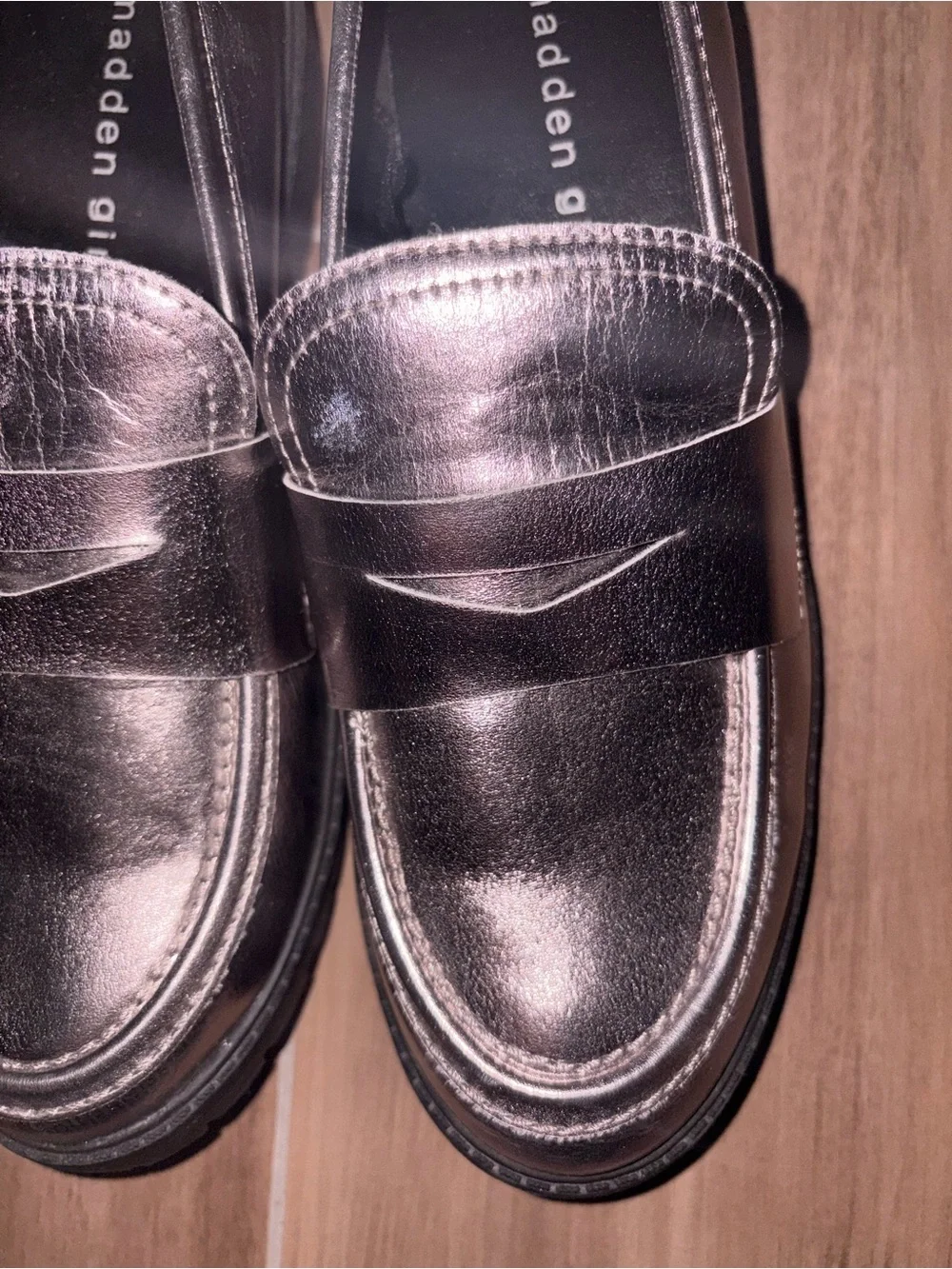 Madden Girl Metallic Penny Loafers Size 4